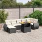 Preview: ARDEBO.de - 8-tlg. Garten-Sofagarnitur mit Kissen Schwarz Poly Rattan