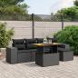 Preview: ARDEBO.de - 6-tlg. Garten-Sofagarnitur mit Kissen Schwarz Poly Rattan