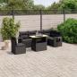 Preview: ARDEBO.de - 7-tlg. Garten-Sofagarnitur mit Kissen Schwarz Poly Rattan