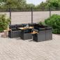 Preview: ARDEBO.de - 9-tlg. Garten-Sofagarnitur mit Kissen Schwarz Poly Rattan