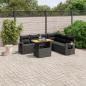 Preview: ARDEBO.de - 7-tlg. Garten-Sofagarnitur mit Kissen Schwarz Poly Rattan