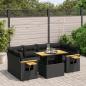 Preview: ARDEBO.de - 7-tlg. Garten-Sofagarnitur mit Kissen Schwarz Poly Rattan