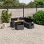 Preview: ARDEBO.de - 6-tlg. Garten-Sofagarnitur mit Kissen Schwarz Poly Rattan