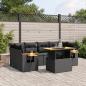 Preview: ARDEBO.de - 7-tlg. Garten-Sofagarnitur mit Kissen Schwarz Poly Rattan