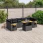 Preview: ARDEBO.de - 8-tlg. Garten-Sofagarnitur mit Kissen Schwarz Poly Rattan