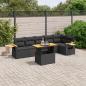 Preview: ARDEBO.de - 7-tlg. Garten-Sofagarnitur mit Kissen Schwarz Poly Rattan