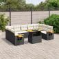 Preview: ARDEBO.de - 10-tlg. Garten-Sofagarnitur mit Kissen Schwarz Poly Rattan