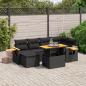 Preview: ARDEBO.de - 7-tlg. Garten-Sofagarnitur mit Kissen Schwarz Poly Rattan