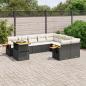 Preview: ARDEBO.de - 10-tlg. Garten-Sofagarnitur mit Kissen Schwarz Poly Rattan