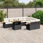 Preview: ARDEBO.de - 10-tlg. Garten-Sofagarnitur mit Kissen Schwarz Poly Rattan