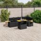 Preview: ARDEBO.de - 6-tlg. Garten-Sofagarnitur mit Kissen Schwarz Poly Rattan