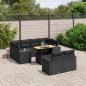 Preview: ARDEBO.de - 11-tlg. Garten-Sofagarnitur mit Kissen Schwarz Poly Rattan