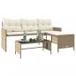 Preview: Gartensofa in L-Form mit Tisch und Kissen Beige Poly Rattan