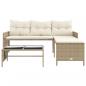 Preview: Gartensofa in L-Form mit Tisch und Kissen Beige Poly Rattan