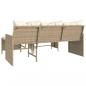 Preview: Gartensofa in L-Form mit Tisch und Kissen Beige Poly Rattan