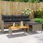 Preview: ARDEBO.de - Gartensofa in L-Form mit Tisch und Kissen Grau Poly Rattan