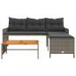 Preview: Gartensofa in L-Form mit Tisch und Kissen Grau Poly Rattan