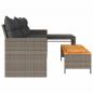 Preview: Gartensofa in L-Form mit Tisch und Kissen Grau Poly Rattan