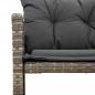 Preview: Gartensofa in L-Form mit Tisch und Kissen Grau Poly Rattan