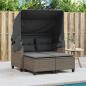 Preview: Gartensofa 2-Sitzer mit Dach und Hockern Grau Poly Rattan