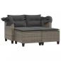 Preview: Gartensofa 2-Sitzer mit Dach und Hockern Grau Poly Rattan