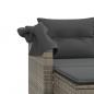 Preview: Gartensofa 2-Sitzer mit Dach und Hockern Grau Poly Rattan