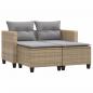 Preview: Gartensofa 2-Sitzer mit Hockern Beige Poly Rattan