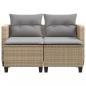 Preview: Gartensofa 2-Sitzer mit Hockern Beige Poly Rattan