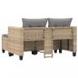 Preview: Gartensofa 2-Sitzer mit Hockern Beige Poly Rattan