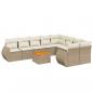 Preview: 10-tlg. Garten-Sofagarnitur mit Kissen Beige Poly Rattan