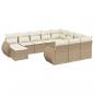 Preview: 11-tlg. Garten-Sofagarnitur mit Kissen Beige Poly Rattan