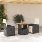 Preview: ARDEBO.de - 3-tlg. Garten-Essgruppe mit Kissen Schwarz Poly Rattan