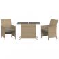 Preview: 3-tlg. Bistro-Set mit Kissen Beigemischung Poly Rattan