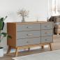 Preview: Schubladenschrank OLDEN Grau und Braun Massivholz Kiefer