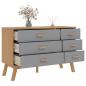 Preview: Schubladenschrank OLDEN Grau und Braun Massivholz Kiefer