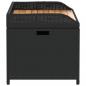 Preview: Bank mit Stauraum Schwarz 100x50x52 cm Poly Rattan Akazienholz