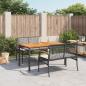 Preview: ARDEBO.de - 3-tlg. Garten-Essgruppe mit Kissen Schwarz Poly Rattan