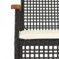 Preview: 3-tlg. Garten-Essgruppe mit Kissen Schwarz Poly Rattan