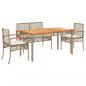 Preview: 4-tlg. Garten-Essgruppe mit Kissen Beige Poly Rattan