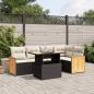 Preview: ARDEBO.de - 6-tlg. Garten-Sofagarnitur mit Kissen Schwarz Poly Rattan