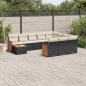 Preview: ARDEBO.de - 11-tlg. Garten-Sofagarnitur mit Kissen Schwarz Poly Rattan