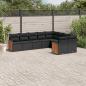 Preview: ARDEBO.de - 9-tlg. Garten-Sofagarnitur mit Kissen Schwarz Poly Rattan