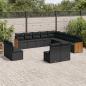 Preview: ARDEBO.de - 13-tlg. Garten-Sofagarnitur mit Kissen Schwarz Poly Rattan