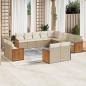 Preview: ARDEBO.de - 13-tlg. Garten-Sofagarnitur mit Kissen Beige Poly Rattan