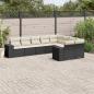 Preview: ARDEBO.de - 9-tlg. Garten-Sofagarnitur mit Kissen Schwarz Poly Rattan