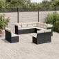 Preview: ARDEBO.de - 11-tlg. Garten-Sofagarnitur mit Kissen Schwarz Poly Rattan