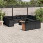 Preview: ARDEBO.de - 14-tlg. Garten-Sofagarnitur mit Kissen Schwarz Poly Rattan