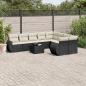 Preview: ARDEBO.de - 10-tlg. Garten-Sofagarnitur mit Kissen Schwarz Poly Rattan