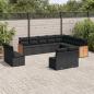 Preview: ARDEBO.de - 12-tlg. Garten-Sofagarnitur mit Kissen Schwarz Poly Rattan