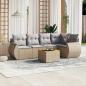 Preview: ARDEBO.de - 6-tlg. Garten-Sofagarnitur mit Kissen Beige Poly Rattan